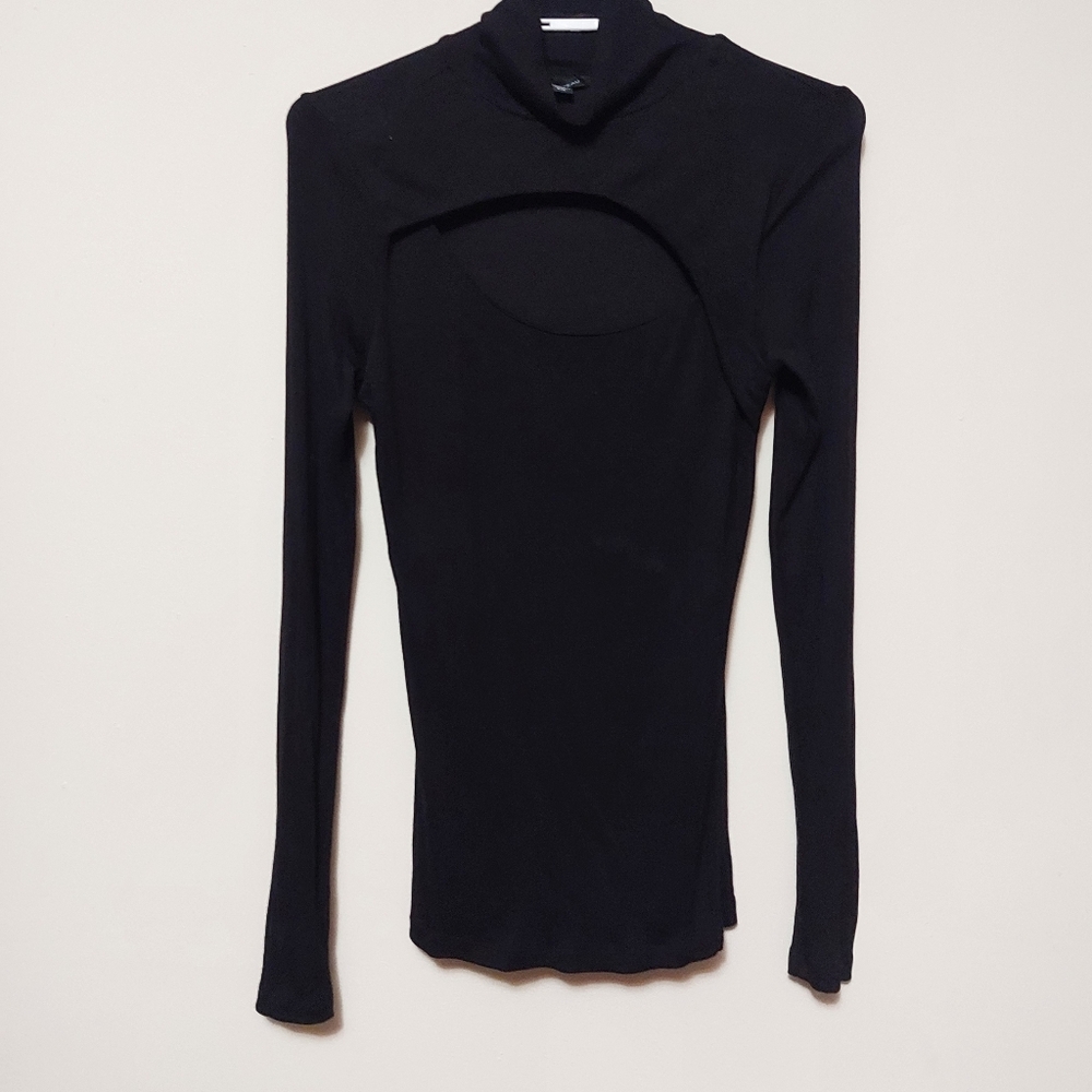 Le Chateau Black Long Sleeve Cutout Top